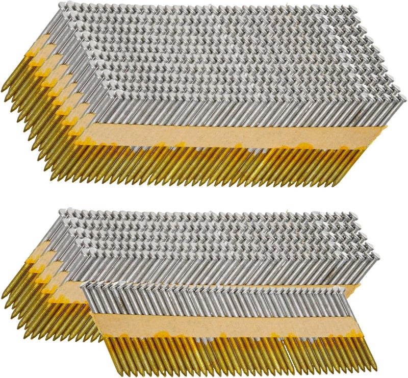 SITLDY 30-34 Degree Framing Nails 2-1/2"X.12" Ring Shank 520 Count, D Head Hot Dipped Galvanized Paper Tape Strip Nails, for 30 to 34 Degree Framing Nailer - Image 1